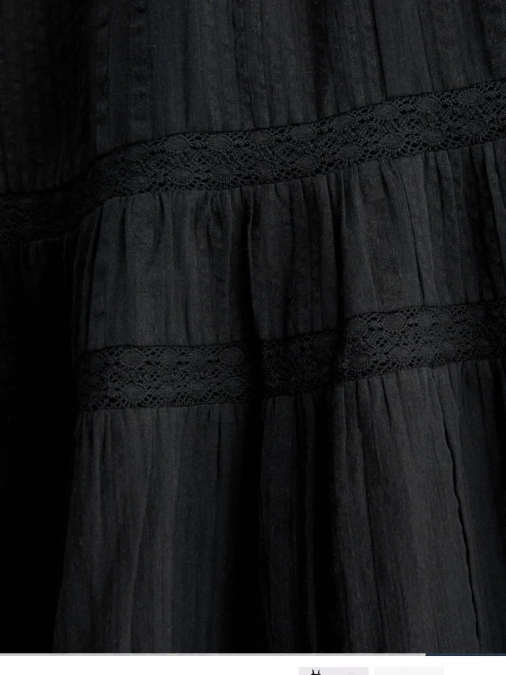 Abercrombie & Fitch Black Cotton Tiered Maxi Dress